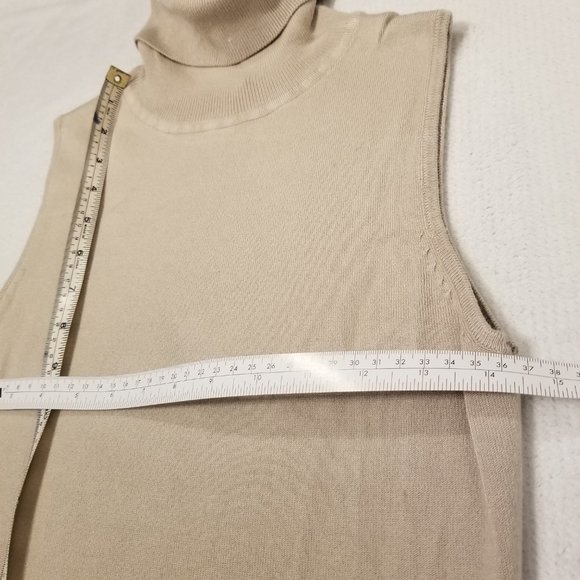 Vintage Beige Turtle Neck Sleeveless Tank Knit Top Small Essence - Picture 11 of 11